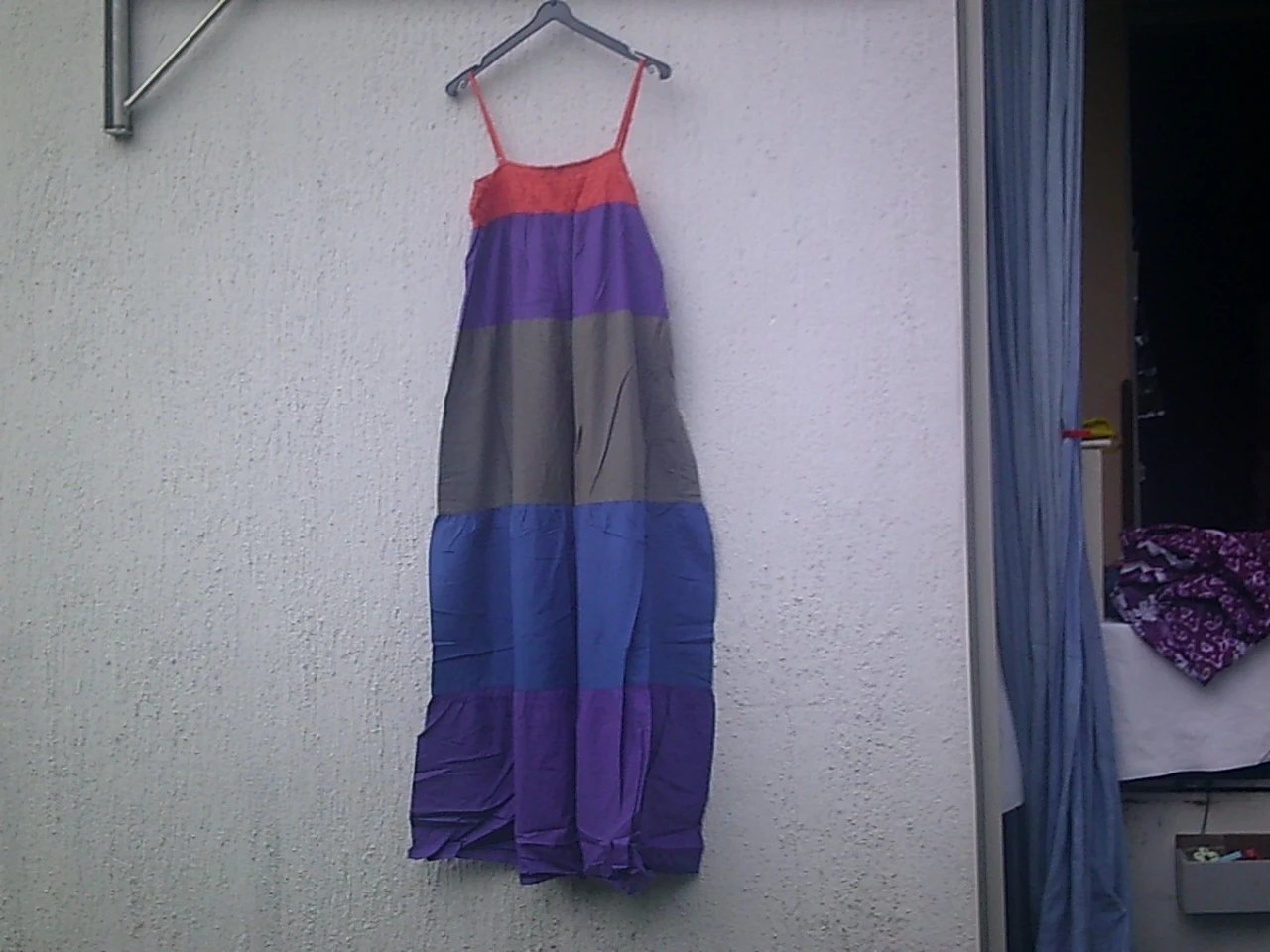 Long dress with flared bottom, 5 panels/multi-colored bands, 5 colors, size T.L tag – photo 2